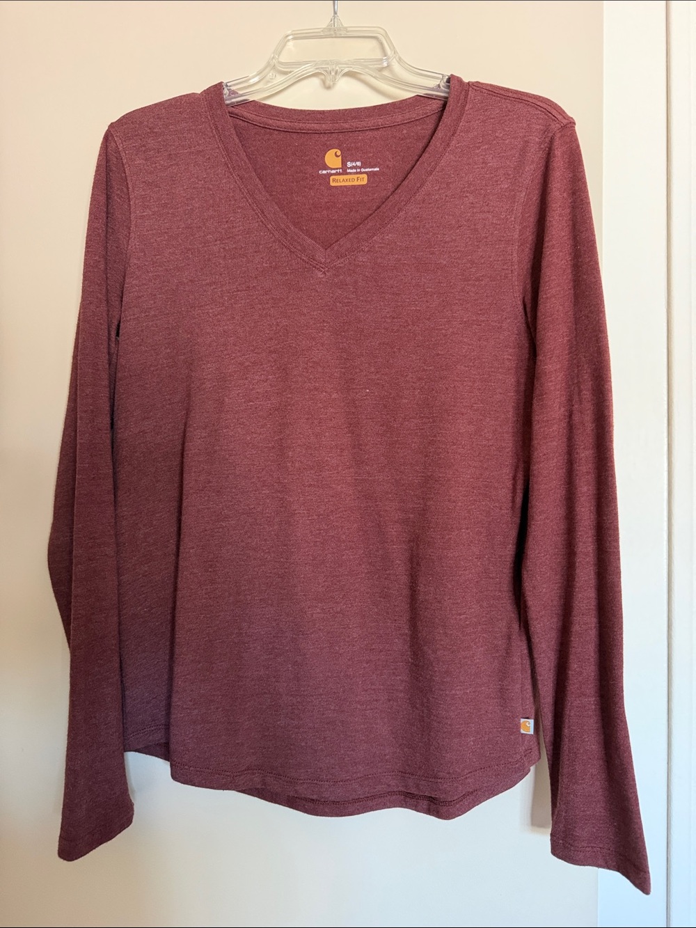 Carhartt Long Sleeve V‑Neck Top - Mauve Rose. Small